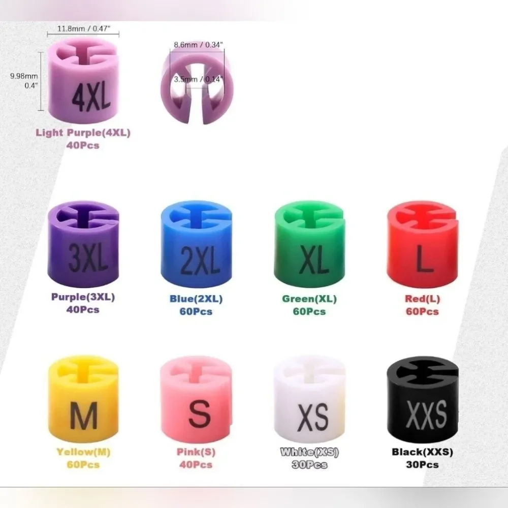 🔸️Multicolored Plastic Clothing Clip On Hanger Size Tags